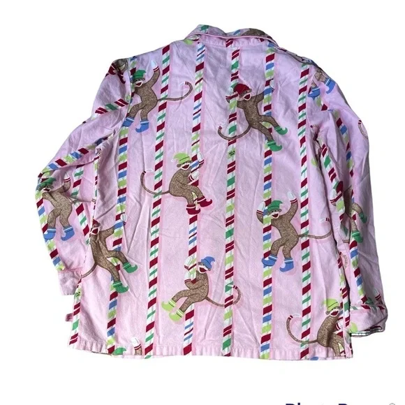 Nick & Nora Sock Monkey Flannel  Pajamas - Picture 2 of 7
